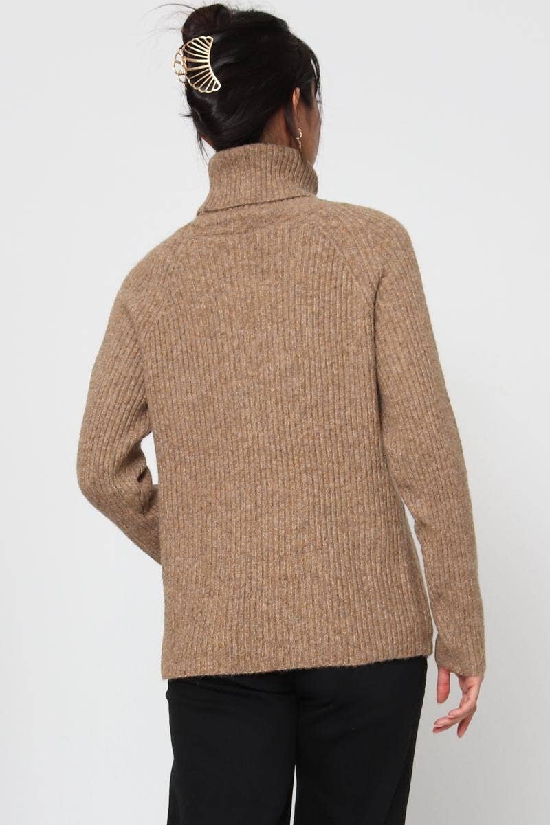 DIX-ONZE - Vente Pull en maille – femme - Pull Maille Côtelée – Col Roulé & Manches Longues50