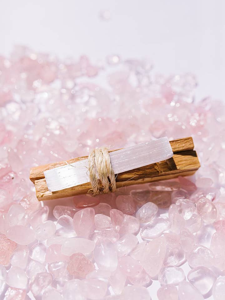 Palo Santo + Selenite Crystal Bundle for wholesale by Apothecary Co.