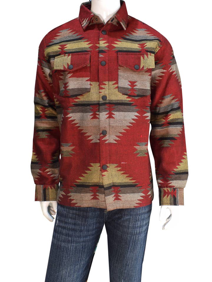 El Paso Saddleblanket - Vendita all'ingrosso Giacca a camicia - Uomo - Shacket Intrecciato Southwest #3, Grande1
