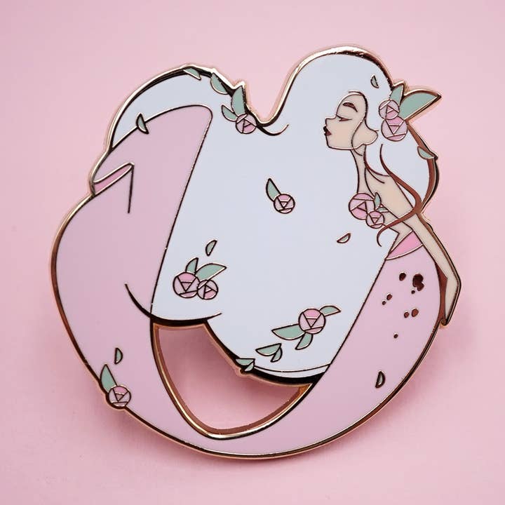 Kelly McMahon Design - Wholesale Lapel Pin/Button - Rose Mermaid Pin