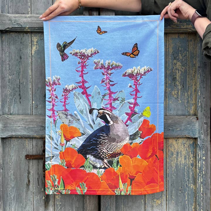 The Red Barn Press - Wholesale Tea Towel - Tea Towel | Quail and Poppies: BACK IN STOCK3