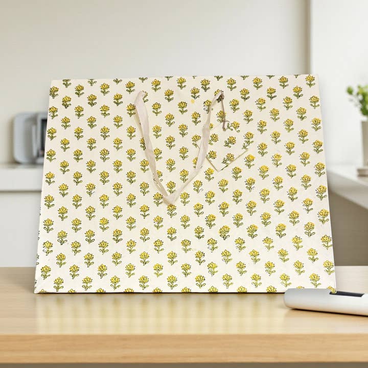 Handmade Block Printed Paper Bag | Floral Mini for wholesale by Aakriti