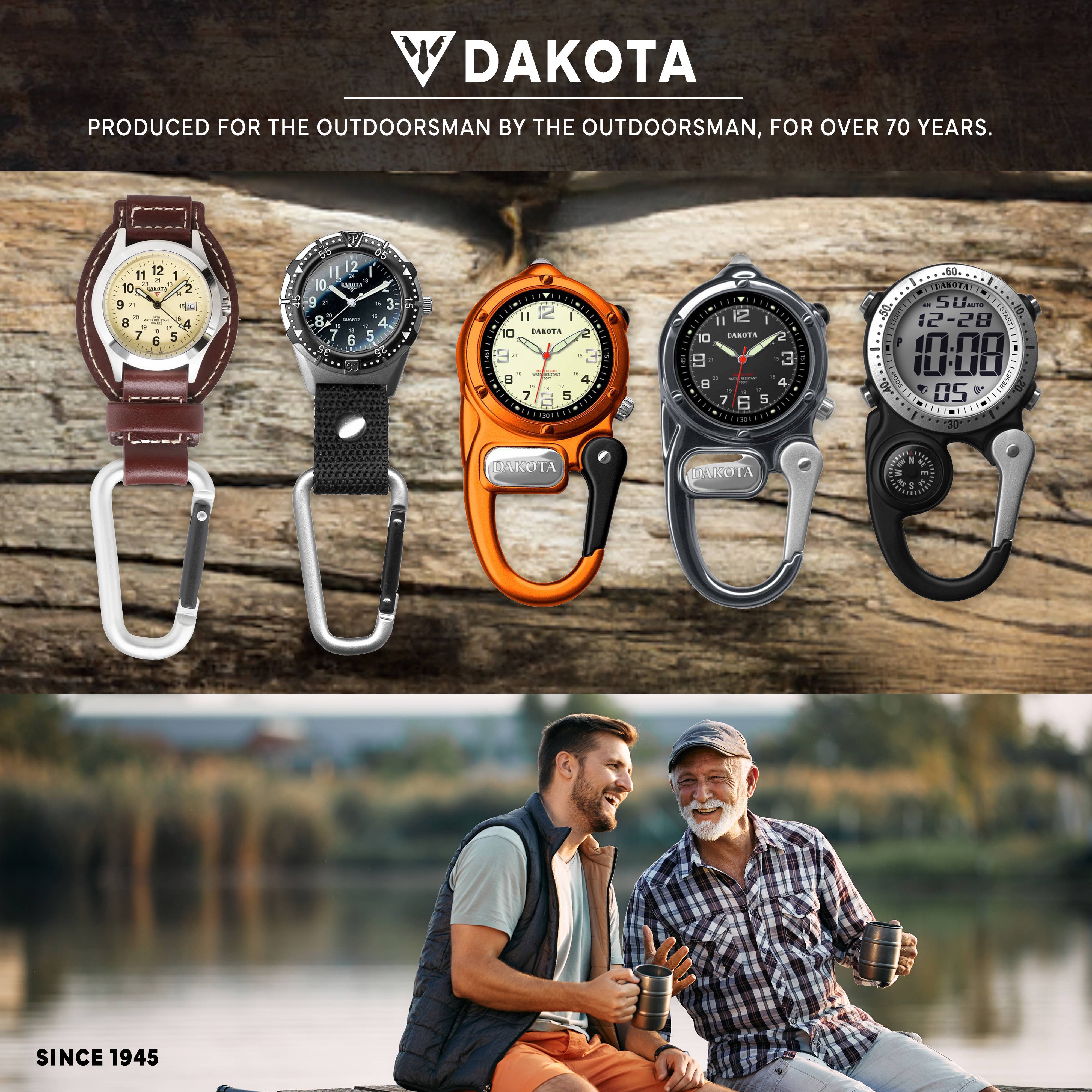 Dakota (Dakota Watch Company) - Wholesale Pocket Watch - Men's - Dakota Aluminum Backpacker Clip – Men’s Pocketwatch, Black7