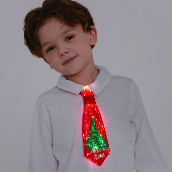 PatPat - Wholesale Necktie – Kids - Go-Glow Christmas Light Up Necktie with Christmas Tree2