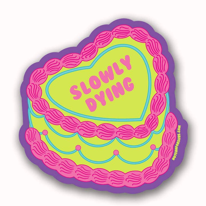 Slowly Dying Vintage Heart Cake Sticker | Funny Sticker for wholesale by No Yeah For Sure