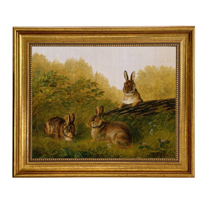 Madison Bay Co. - Historical Home Decor Reproductions - Wholesale Art Print - Bunnies in the Field by Tait Painting Print on Canvas