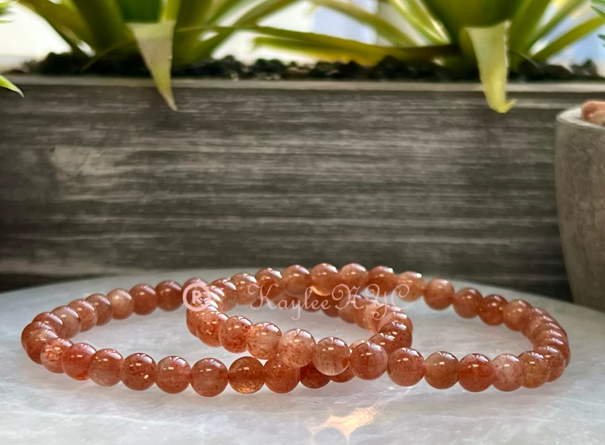 KayleeNYC - Wholesale Beaded Bracelet - Natural Sunstone 6mm 7.5” Crystal Healin2