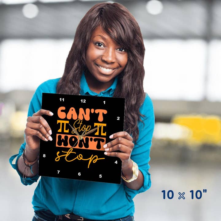 3dRose – wholesale Wall clock – 3dRose, Cannot stop will not stop orange and yellow typography Pi day design, Wall Clock3