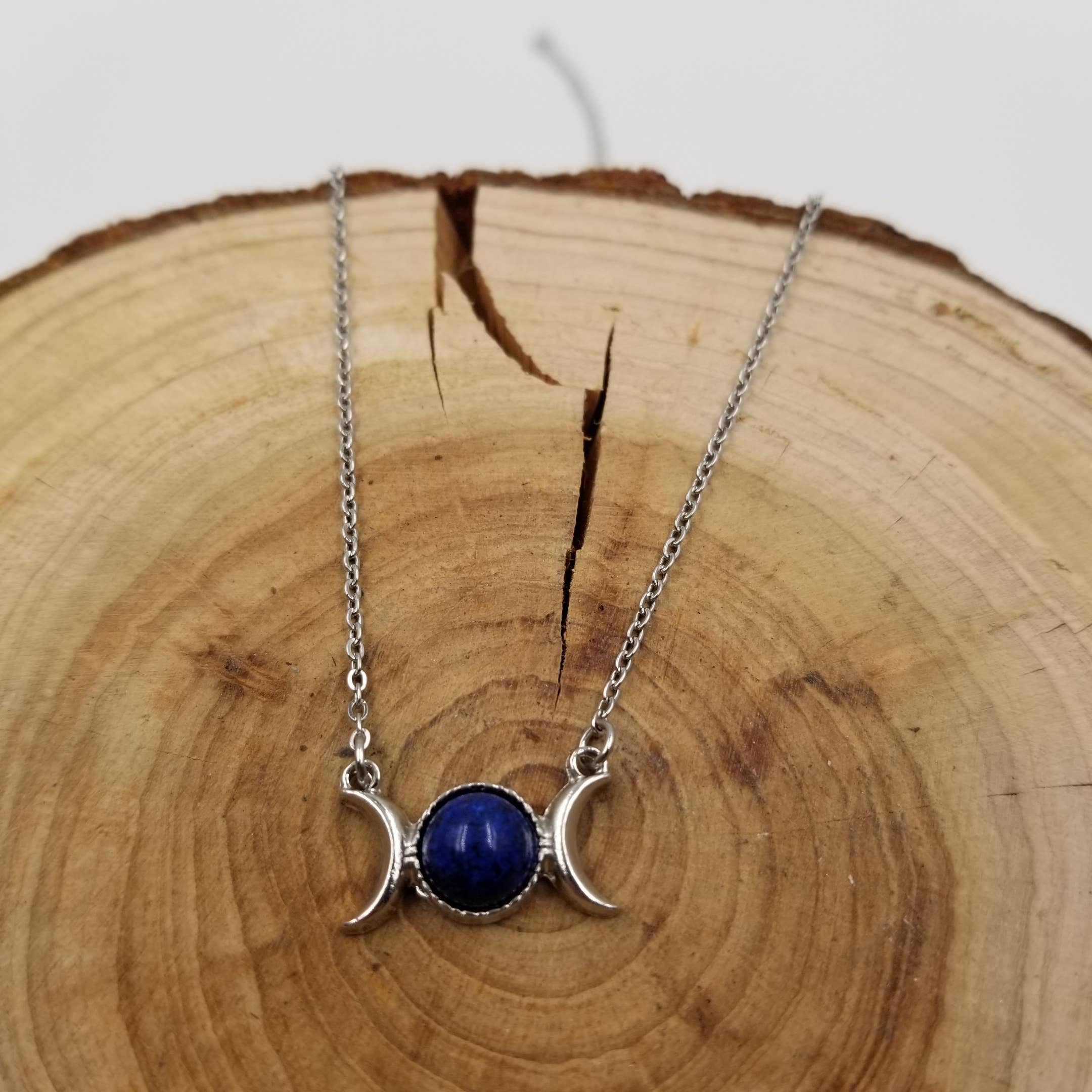 CHAKRA JEWELRY - Wholesale Pendant/Charm Necklace - Natural Stone Double Moon Guardian Stone Necklace0