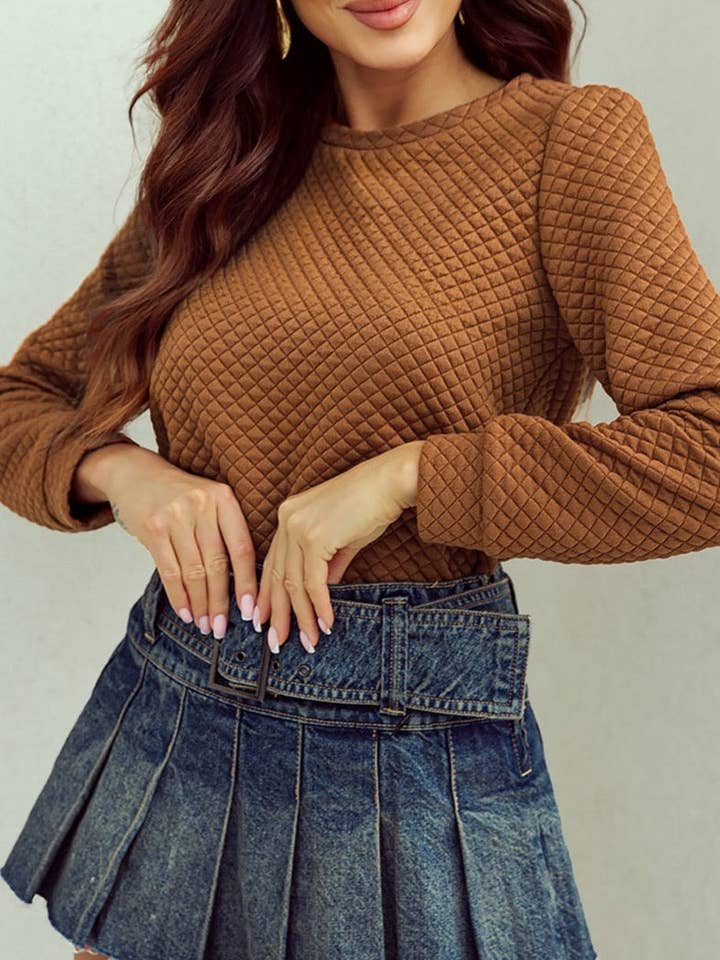 Juliet Quilted Puff Sleeve Pullover Sweatshirt for wholesale by Threaded Pear