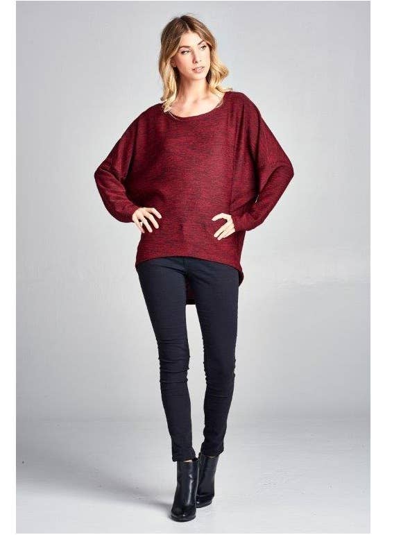 Lavet i USA - Dolman Langærmet Strik Sweatshirt Top for engroshandel hos LKLUV