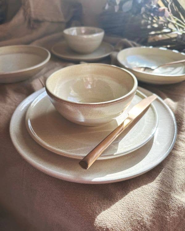 Los Artisans - Wholesale Dinnerware Set - Beige & Off-White Dinner Set | Pearl Iridescent Accents11