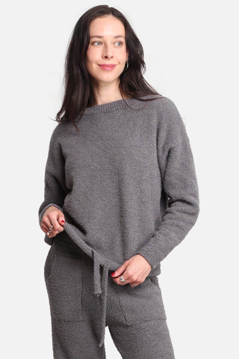 Fashion City – wholesale Sweatshirt – Women's – Solid Color Luxury Soft Lounge Pullover Sweater9