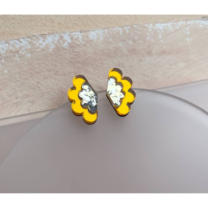 Scalloped Stud Earrings - Marigold for wholesale by Rosa Pietsch
