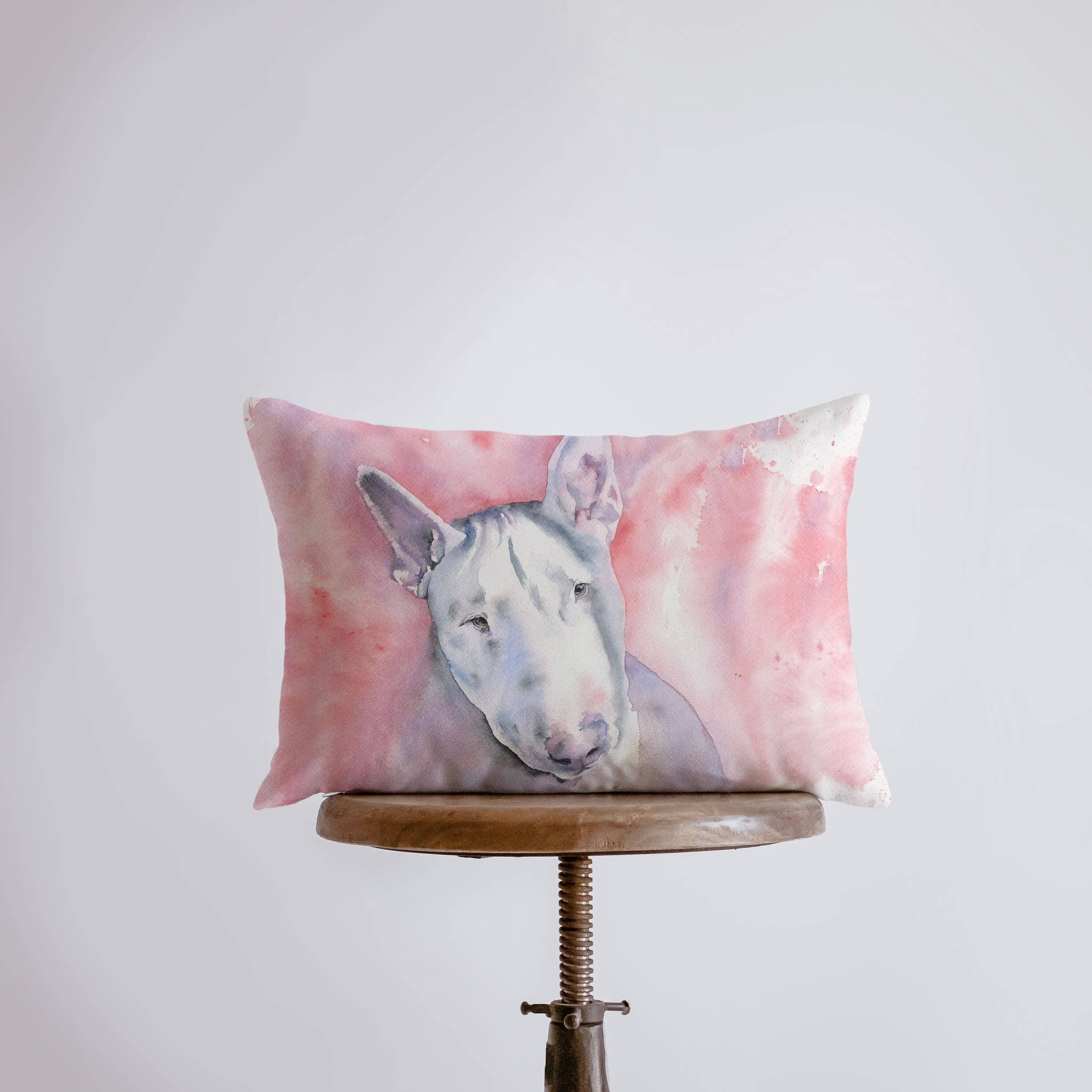 UniikPillows - Wholesale Throw Pillow Cover - Bull Terrier | Watercolor Terrier | 18x12 | Pillow Cover | Dog | Home Decor | Custom Pillow | Bull Terrier | Dog Lover Gift | Dog Mom Gift
