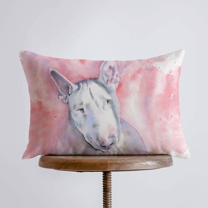UniikPillows - Wholesale Throw Pillow Cover - Bull Terrier | Watercolor Terrier | 18x12 | Pillow Cover | Dog | Home Decor | Custom Pillow | Bull Terrier | Dog Lover Gift | Dog Mom Gift0