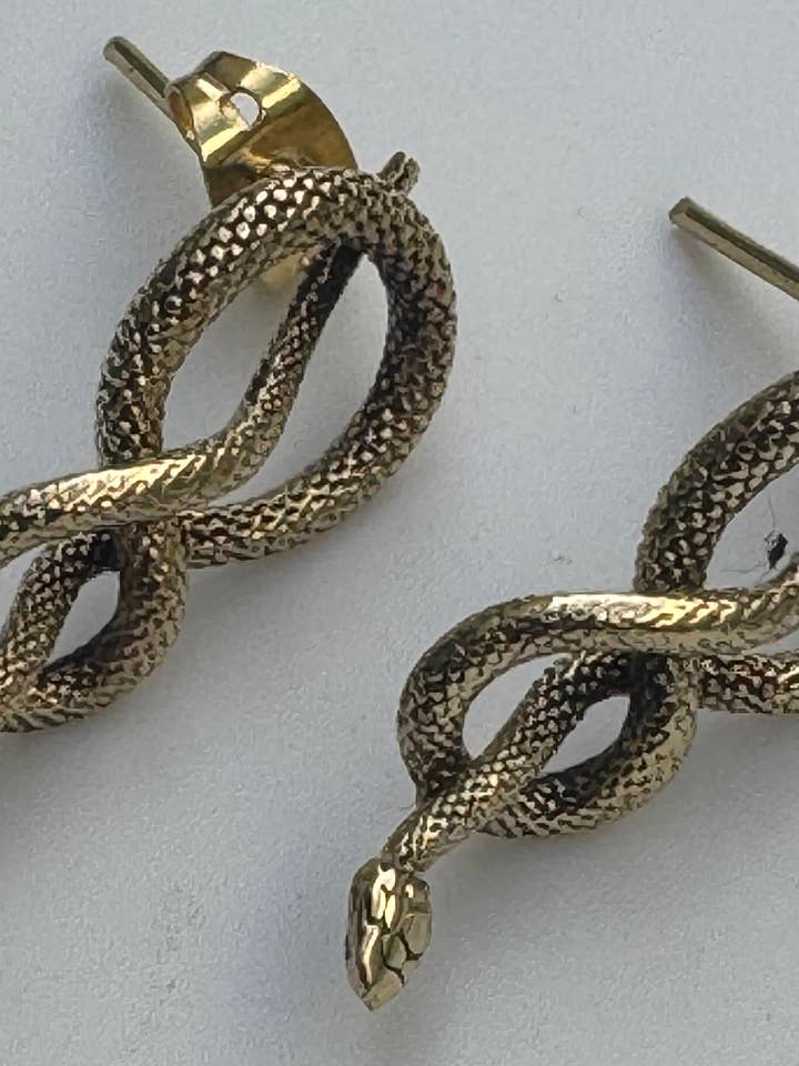 Brass Coiled Snake Studs for wholesale by The Curator