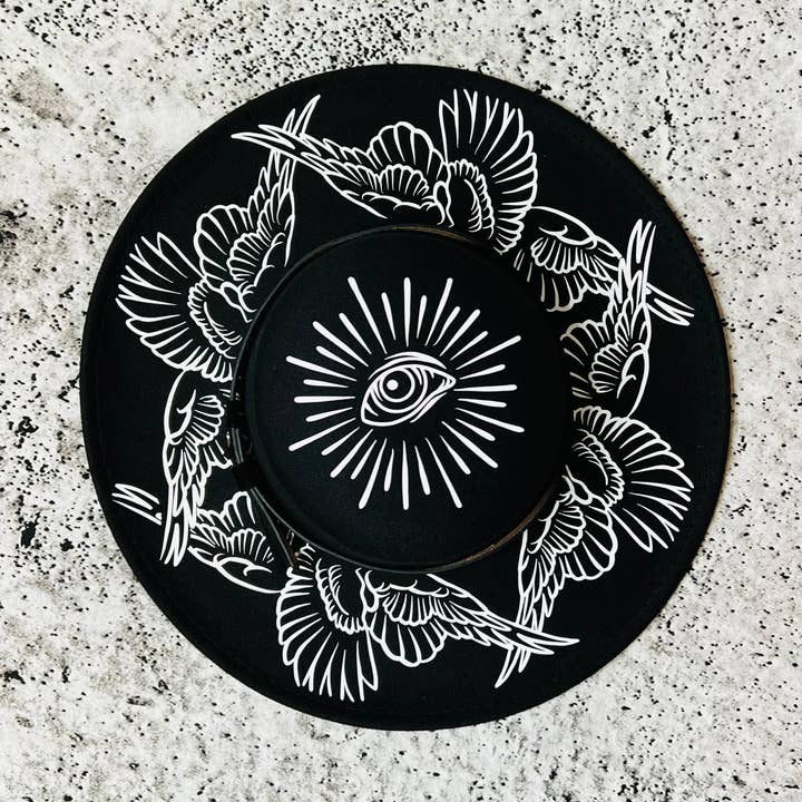 Witchwood Bags - Wholesale Fedora - Women's - Vegan Felt Wide Brim Hat - Flat Top XL Brim - "Seraphim"