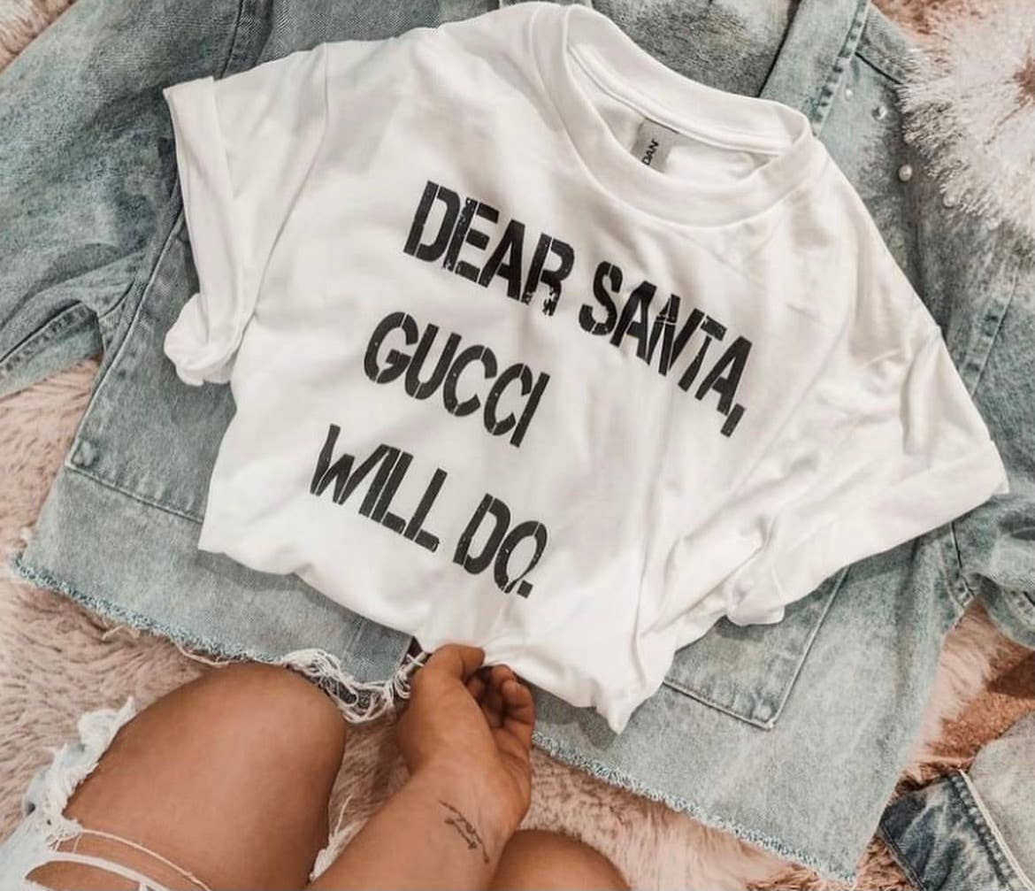 LA PRINT AND STITCH - Wholesale Screen printed t-shirt – Women′s - Dear Santa Crop Top