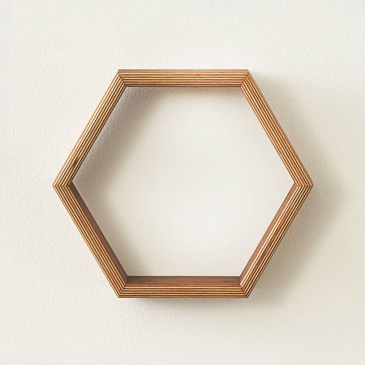 Relic Modern™ | Furniture & Objects – wholesale Vägghylla – Modern geometrisk hexagon valnöt vägg hylla