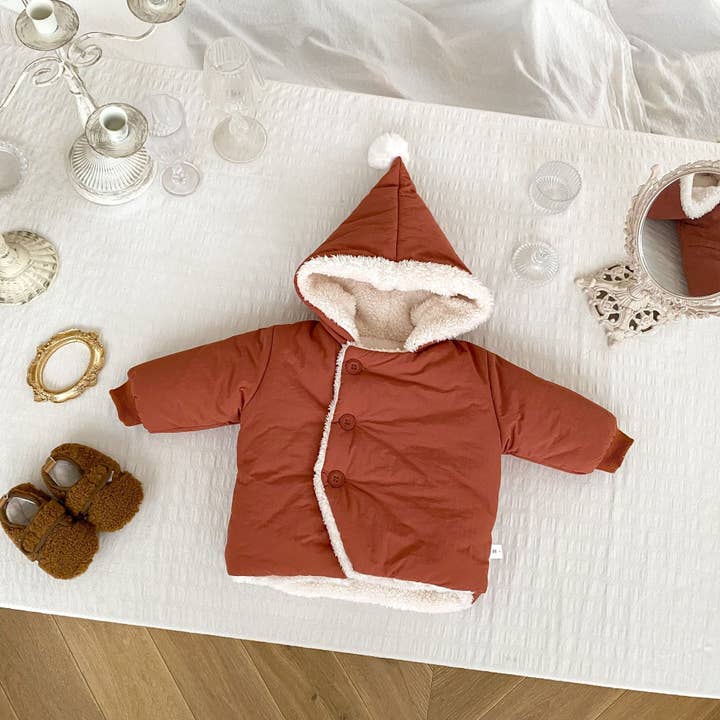 MyKids-USA® – wholesale Coat – Baby – Winter Arrival Baby Kids Unisex Solid Color Single Breasted Hooded Thick Fleece-inside Coat1