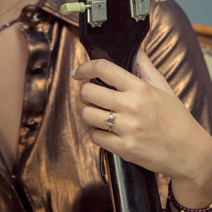 Lovelyday bijoux - Vente Solitaire - Bague triangle – Fabriqué en France – Or 18K