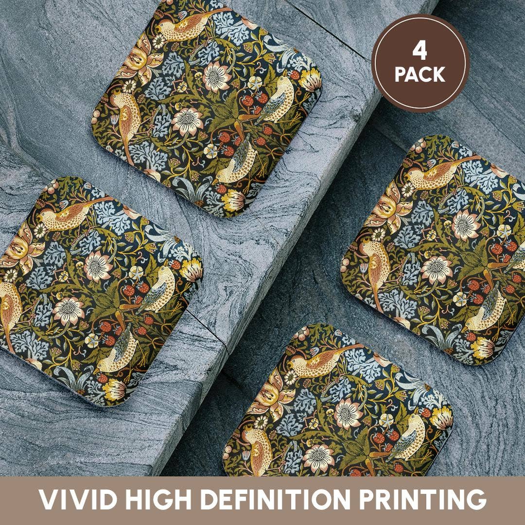 3dRose - Wholesale Coasters - 3dRose, William Morris Strawberry Thief Pattern, Coaster12