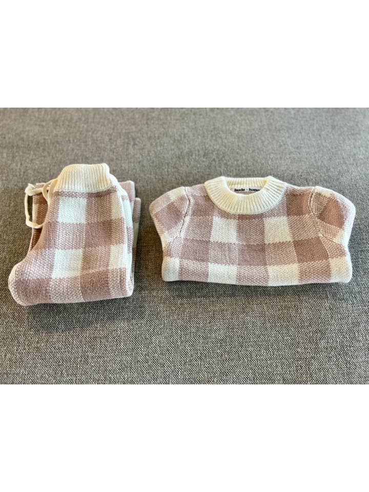 Huds + Hanes - Wholesale Top & Pant Set - Baby - Knit Plaid Sweater Set1