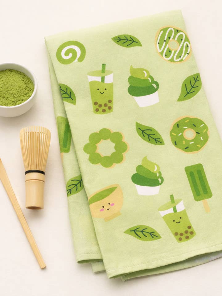 Matcha Kitchen Tea Towel for wholesale by Tickle Me Lavender