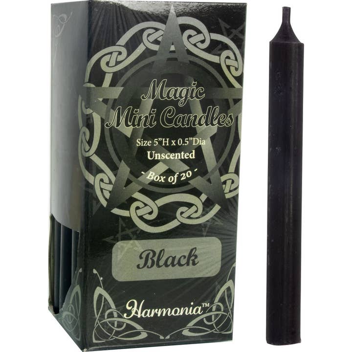 Kheops International - Wholesale Tapered Candle/Candlestick - Mini Ritual Candles Black (Pack of 20)