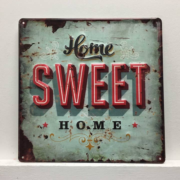 Hjem Sweet Home Vintage metalskilt for engroshandel hos inVintage