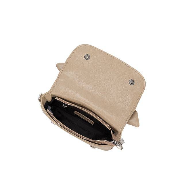 Melie Bianco - Wholesale Crossbody Bag - Women's - Faye Beige Recycled Vegan Crossbody Bag3