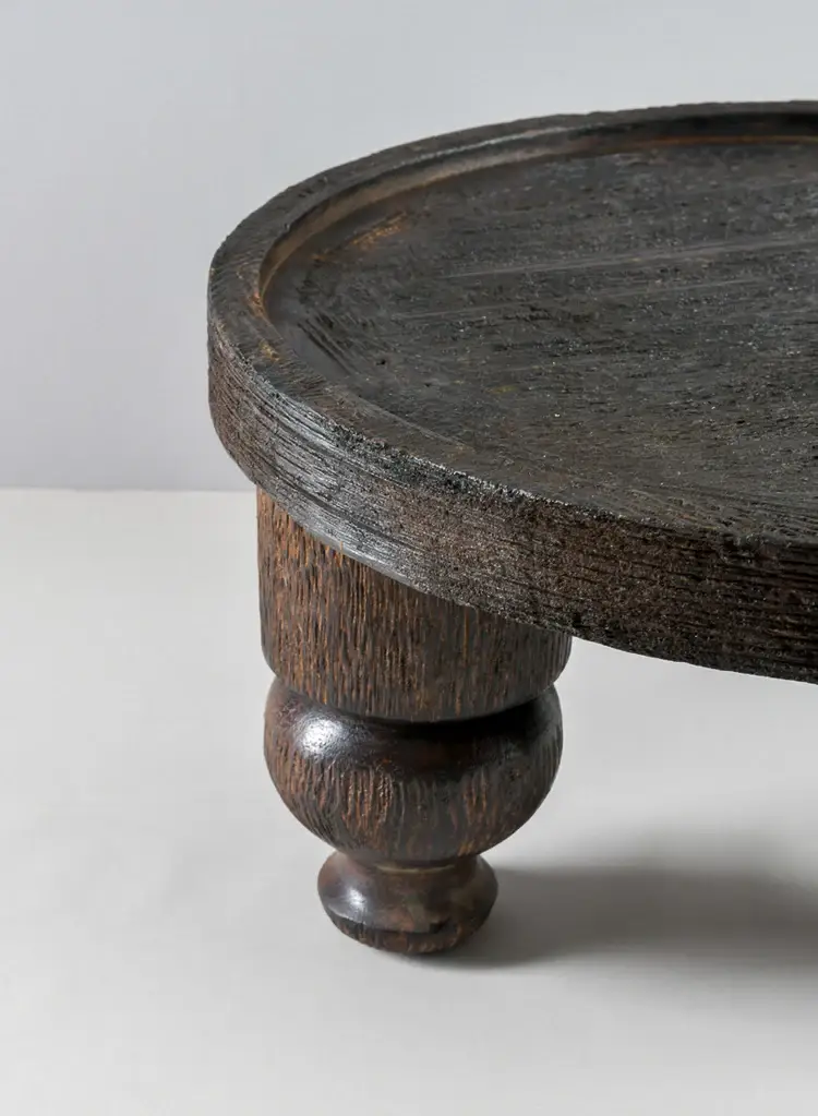 Jamali Garden - Wholesale Side Table - 14in Wide Banjara Reclaimed Look Black Rugged Wood Stand1