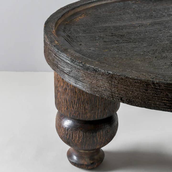 Jamali Garden - Wholesale Side Table - 14in Wide Banjara Reclaimed Look Black Rugged Wood Stand1