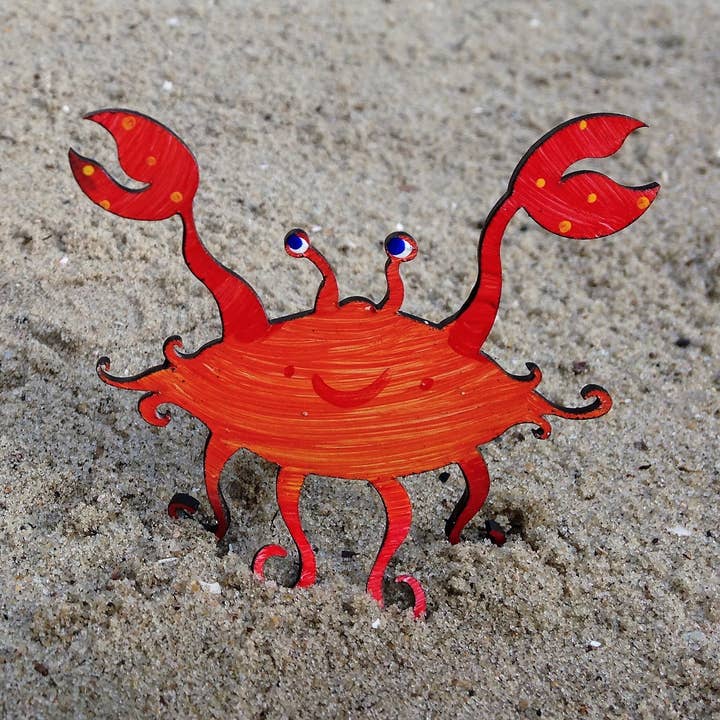 Crab Sculpture - Hand Painted -Small & Medium - Photo Holder for wholesale by Octopus Adventure by Rebecca Duffy Bush