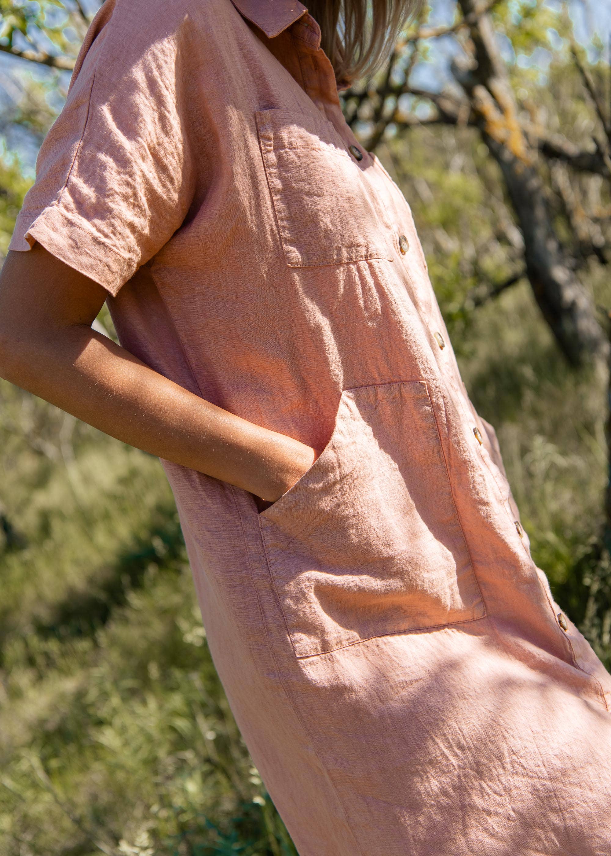 Sauths - Wholesale Dress - Women's - Audrey - Linen Shirt Dress in Various Colors 1