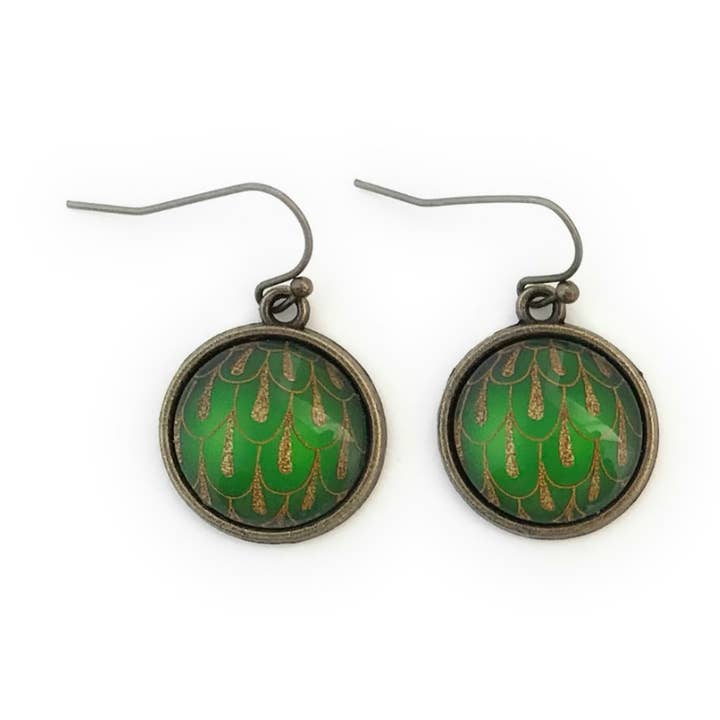 Holiday Green Christmas Ornament Earrings for wholesale by Fern & Filigree
