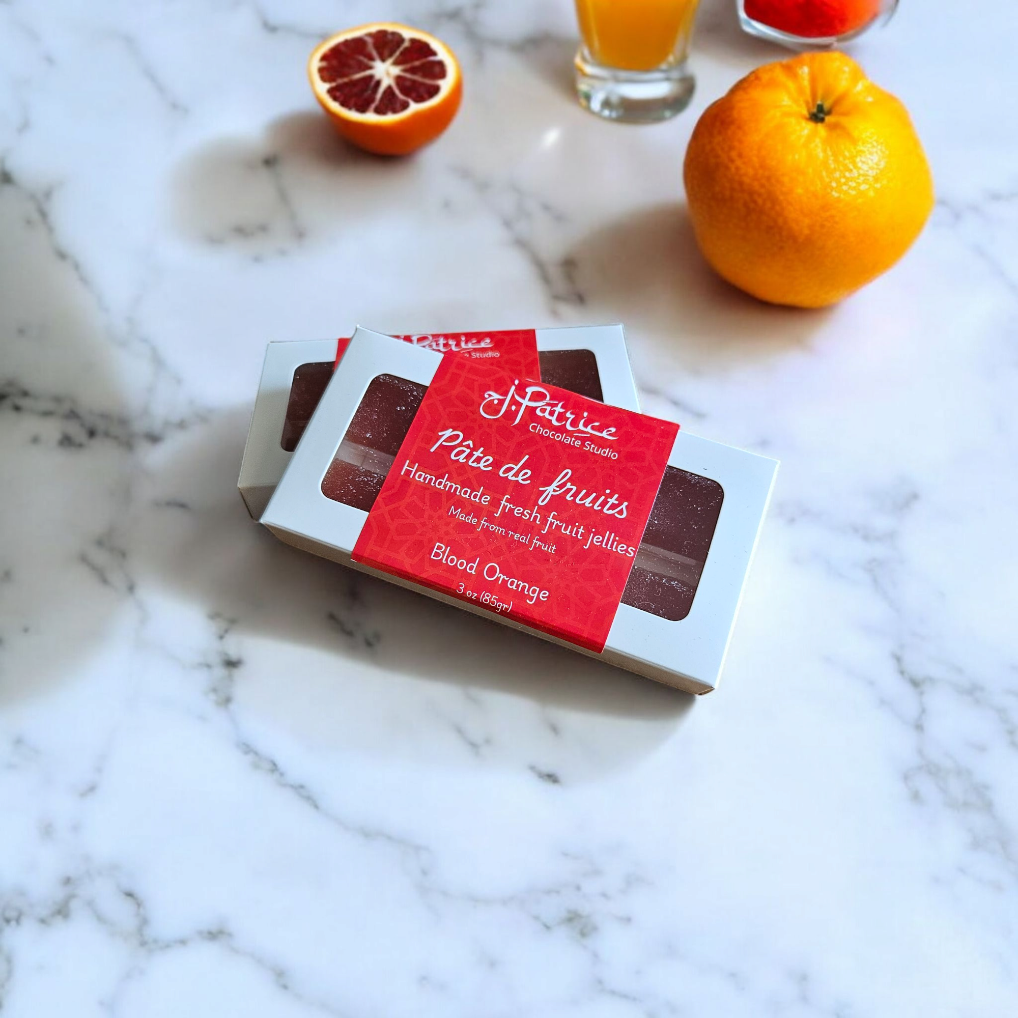 J. Patrice Chocolate Studio - Wholesale Gummy - Pâte de Fruit 8 piece Box - Blood Orange1