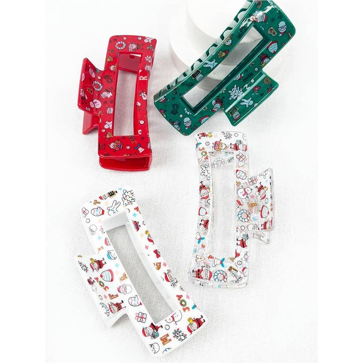 MIX COLOR Christmas Design Patterns Jaw Hair Clip for wholesale on Faire