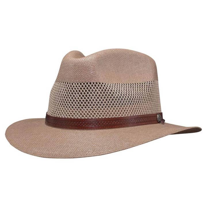 American Hat Makers - Wholesale Straw Hat - Unisex - Safari Vented Straw Fedora Hat - Style Milan