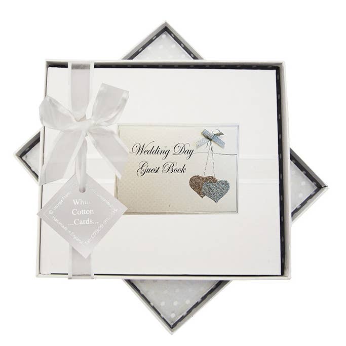 White Cotton Cards - Wholesale Guest Book - Wedding Hearts - Guest Book (LLH3)