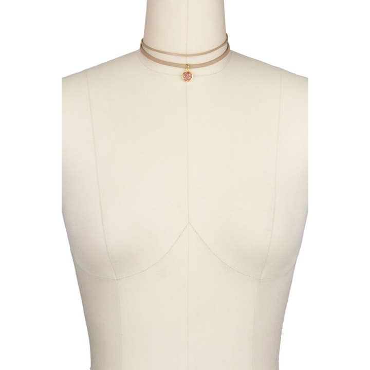 SAACHI – Engroshandel Choker/colliers – Druzy Charm læder Choker halskæde