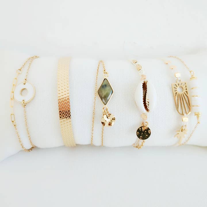 BRA-19 Armbandserie – Guldtoner, Pärlemor & Grå för wholesale av Bijoux ENORA