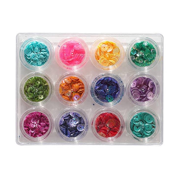 Pailletter Assorterede Farver - Sæt af 12 for engroshandel hos Buttons Galore & More