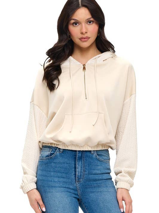 Cropped Hoodie W/ Zipper
for wholesale by Ariella USA