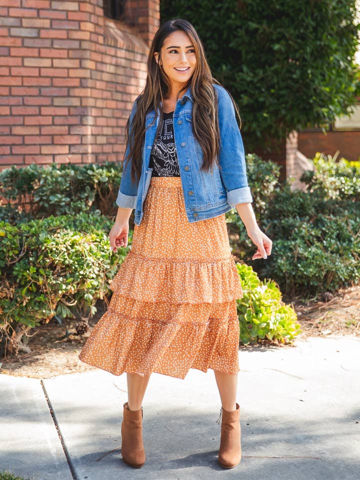 Tickled Teal - Wholesale Skirt - Women's - Ruffle Tiered Midi Raven Skirt1