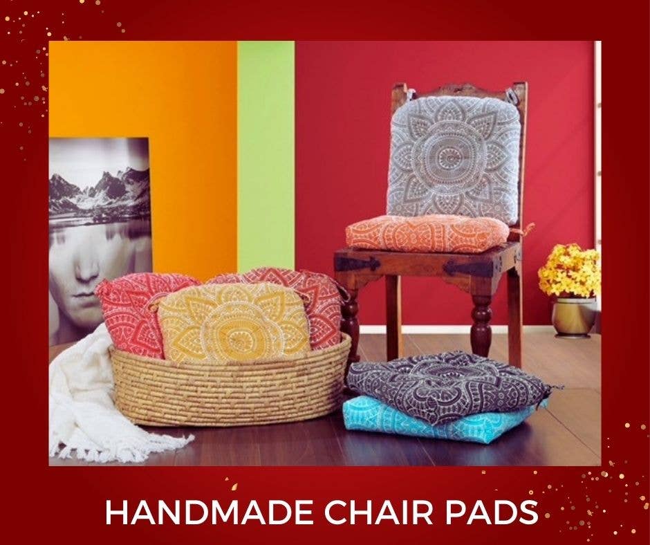 COZY HOMES COLLECTION - Wholesale Chair Cushion - Handmade Cotton Chair Pad Cushion 16" Pads with Ties7