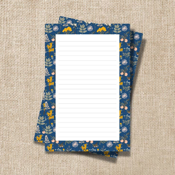 Fall Floral Blue Notepad - 4x6-inch for wholesale by Kingdom of Threads