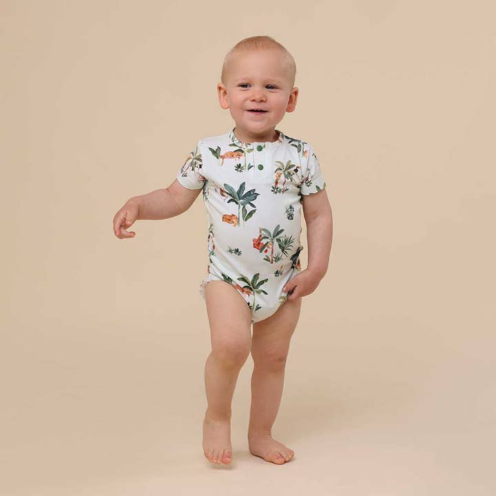 Jungle Short Sleeve Organic Bodysuit for wholesale by Snuggle Hunny