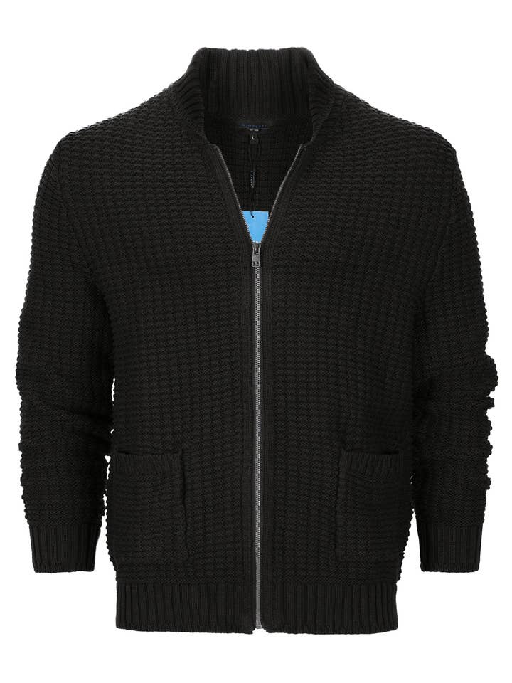 Milano Ribstrikket sweater til mænd fuld zip-cardigan GB-AF1207 for engroshandel hos b-one inc